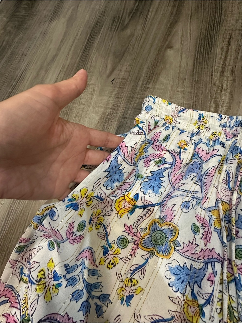HEMANT & NANDITA White Floral Wide-Leg Pants S - Picture 7 of 10